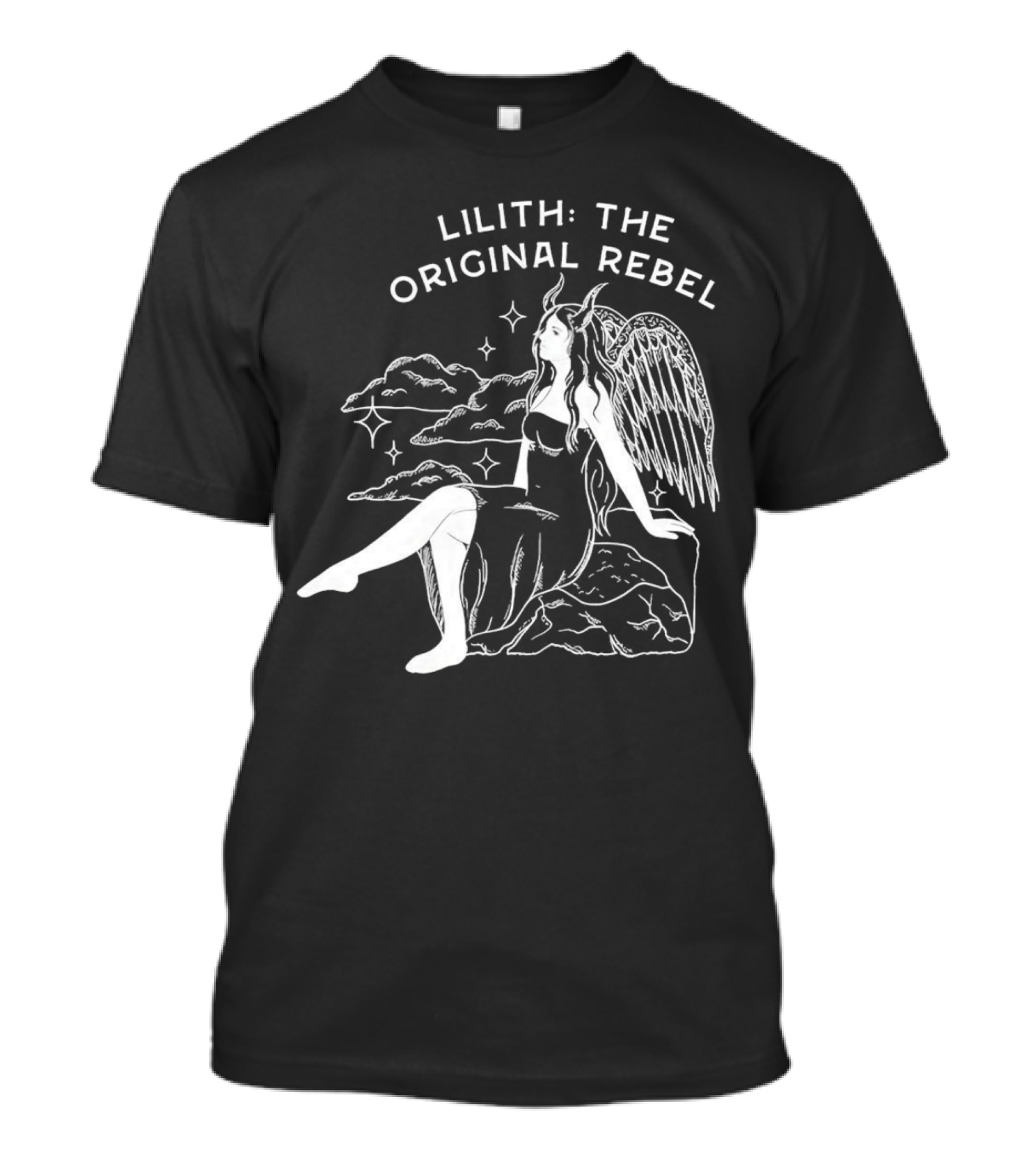 Lilith The Original Rebel Angelic Female Figure With Wings And Horns T-Shirt