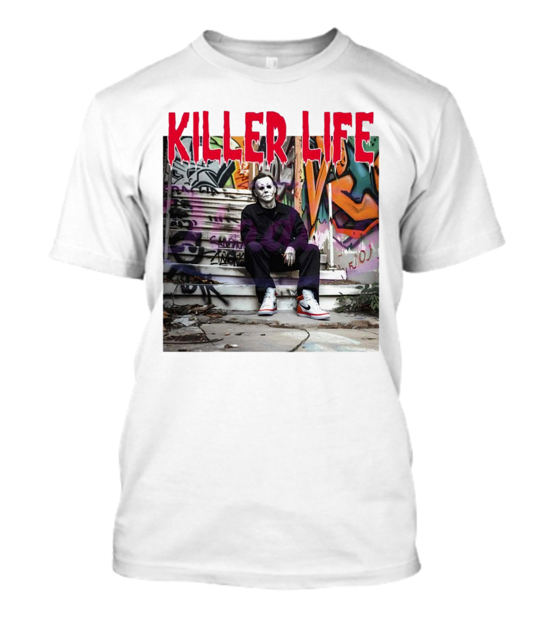Michael Myers Killer Life Halloween Graffiti Steps T-Shirt