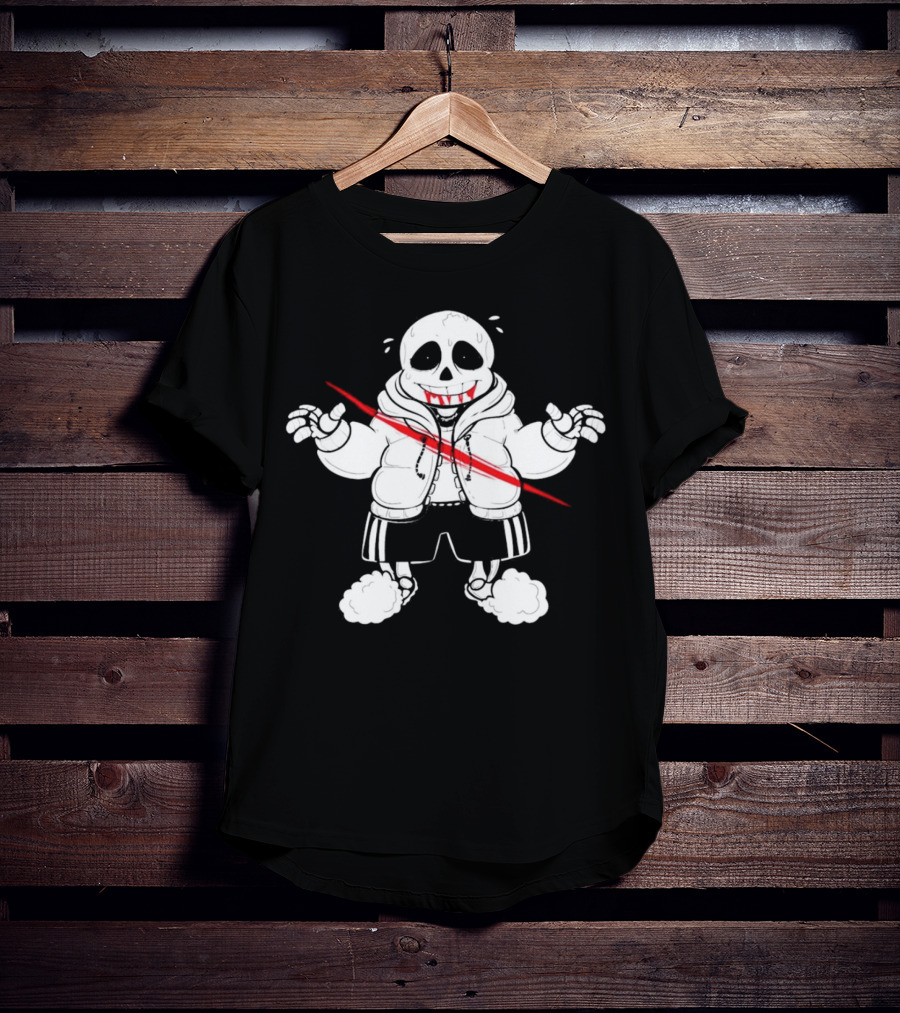 Sans Undertale Horror Zombie With Red Slash T-Shirt