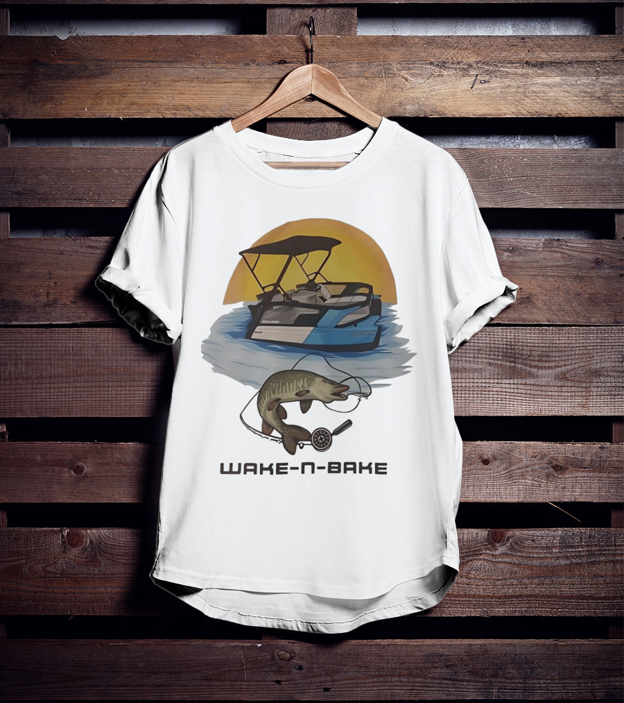 Wake N Bake Fishing Boat Sunrise Catch T-Shirt