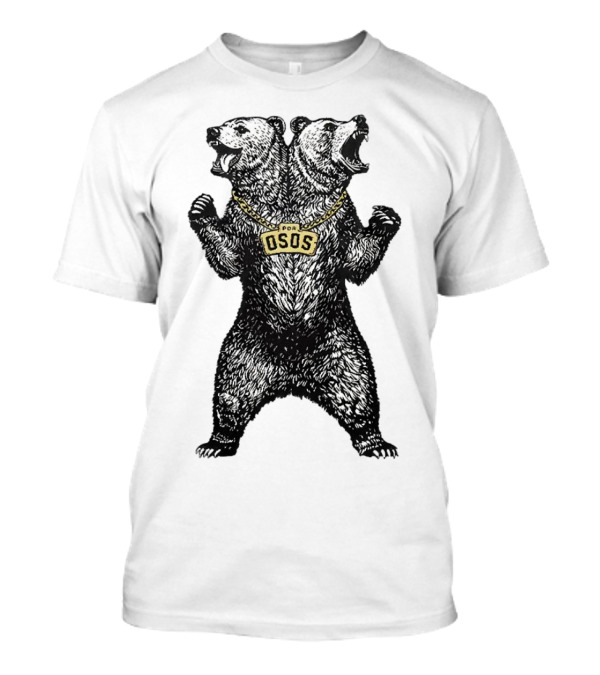 Double Osos Natural Bear Fierce Dual-Headed Roaring Emblem T-Shirt