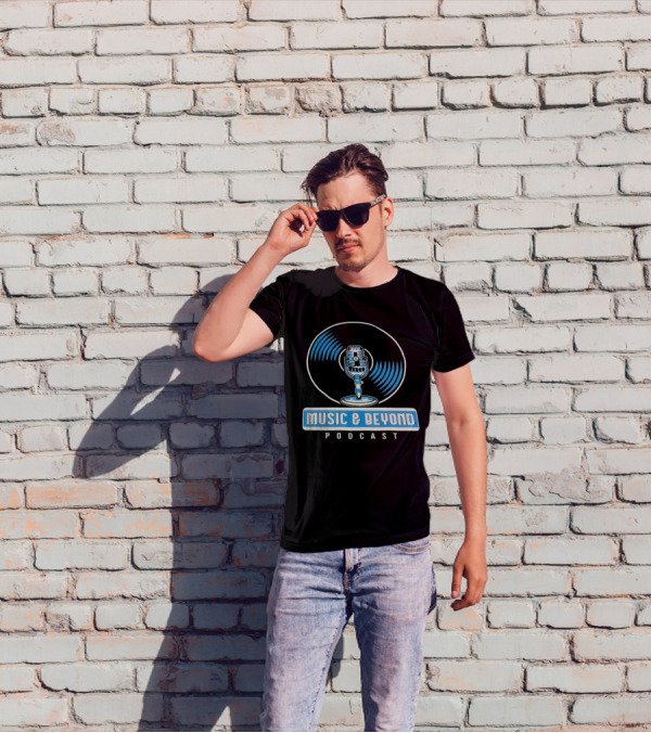 Music And Beyond Podcast Vinyl Microphone T-Shirt