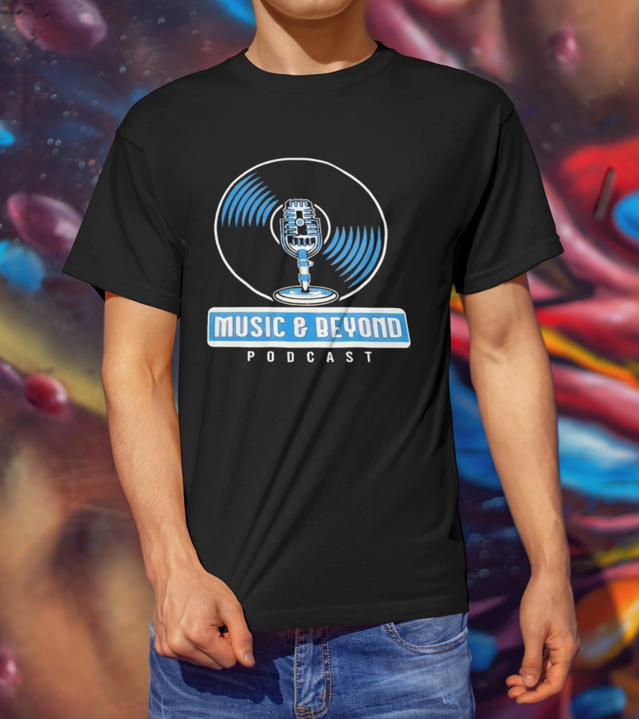 Music And Beyond Podcast Vinyl Microphone T-Shirt