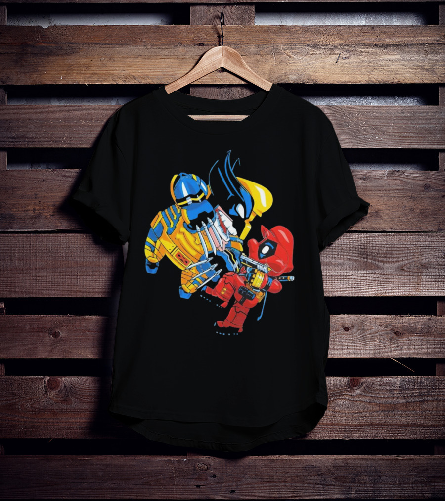 Wario And Mario As Wolverine And Deadpool Face-Off In Colorful Crossover T-Shirt