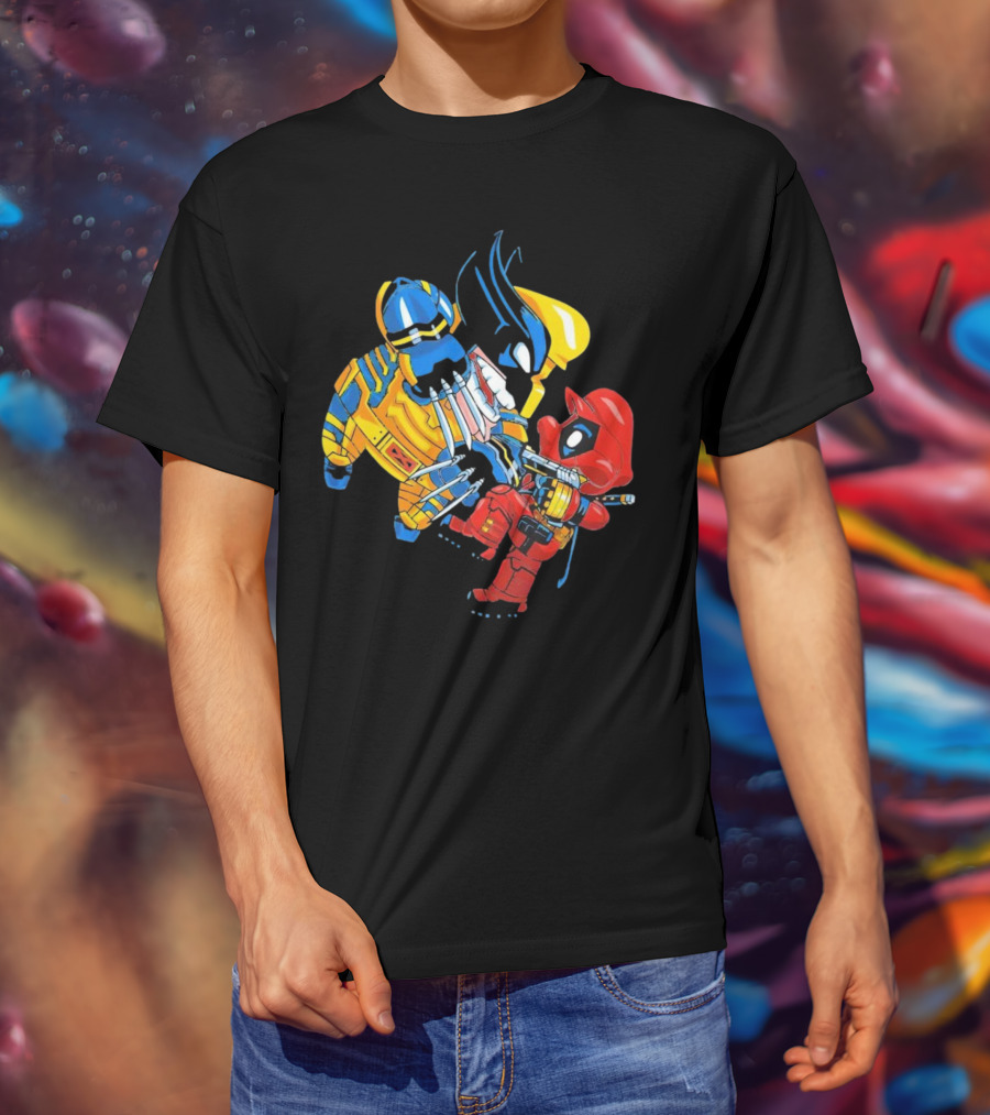 Wario And Mario As Wolverine And Deadpool Face-Off In Colorful Crossover T-Shirt