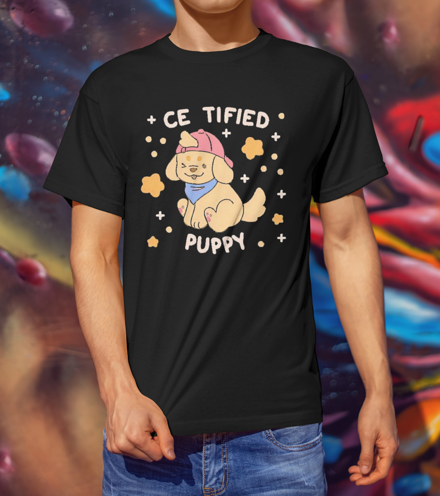 Certified Cute Puppy With Hat And Bandana T-Shirt