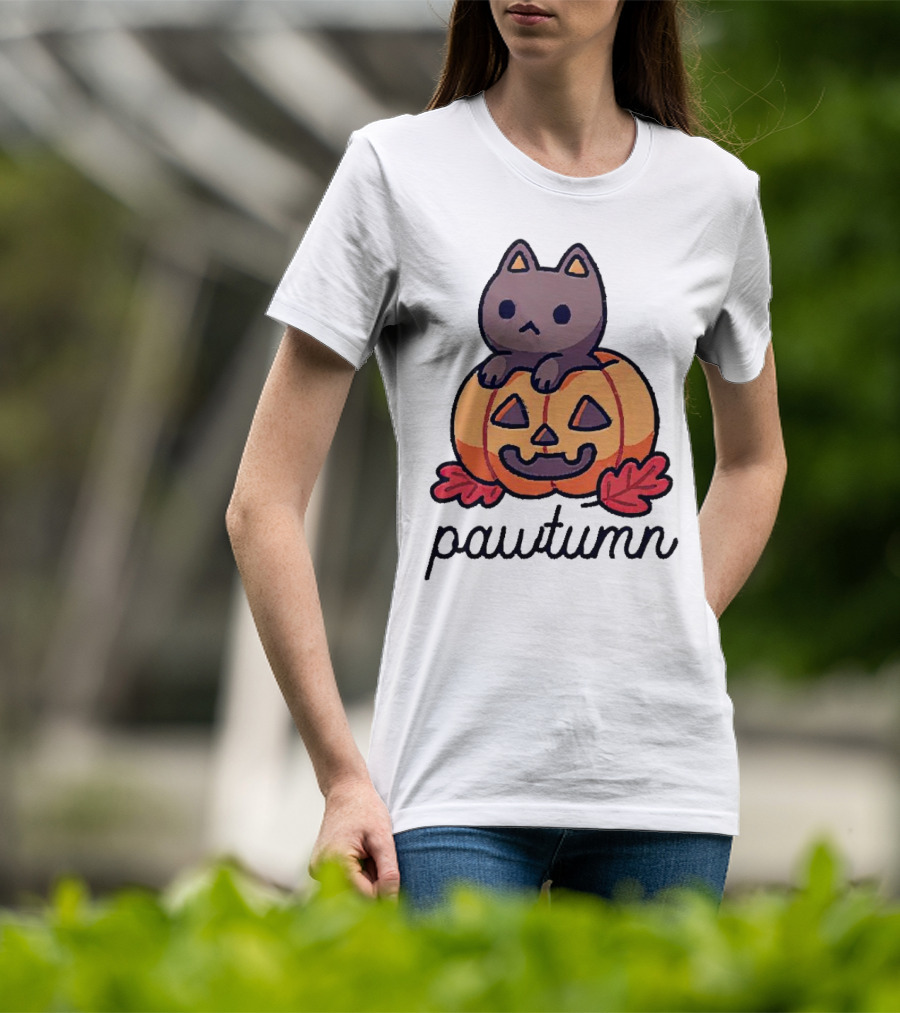 Halloween Cat Pawtumn Pumpkin T-Shirt