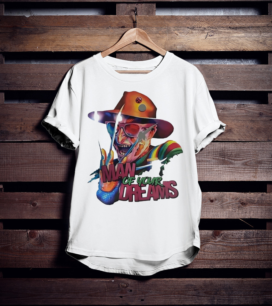 Freddy Krueger Rainbow Hat Sunglasses Claw Man Of Your Dreams T-Shirt