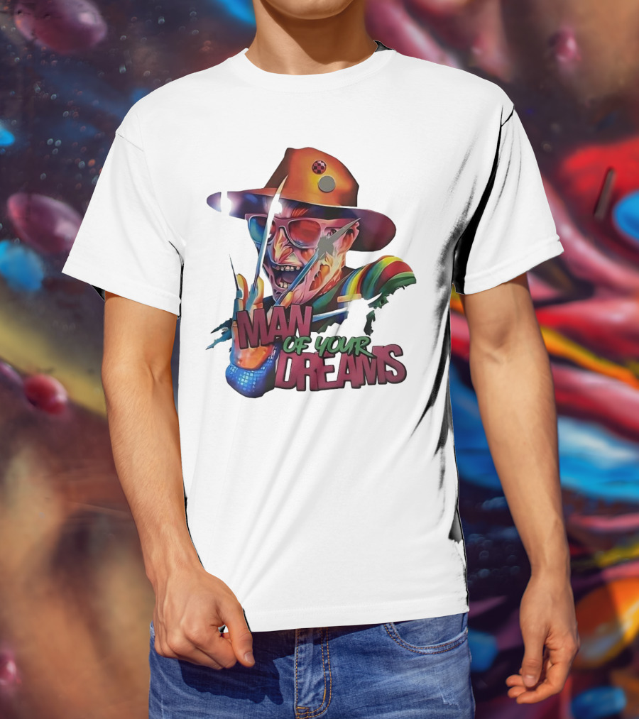 Freddy Krueger Rainbow Hat Sunglasses Claw Man Of Your Dreams T-Shirt