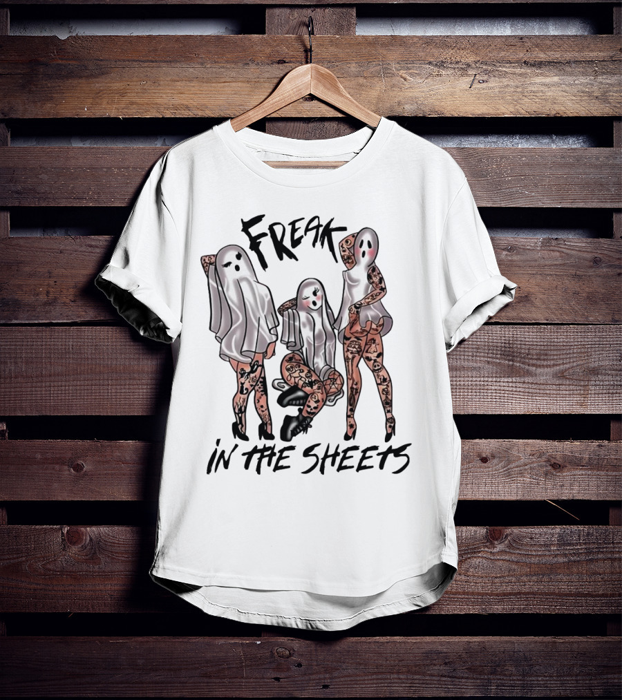Ghosts Freak In The Sheets Tattooed Spooky T-Shirt