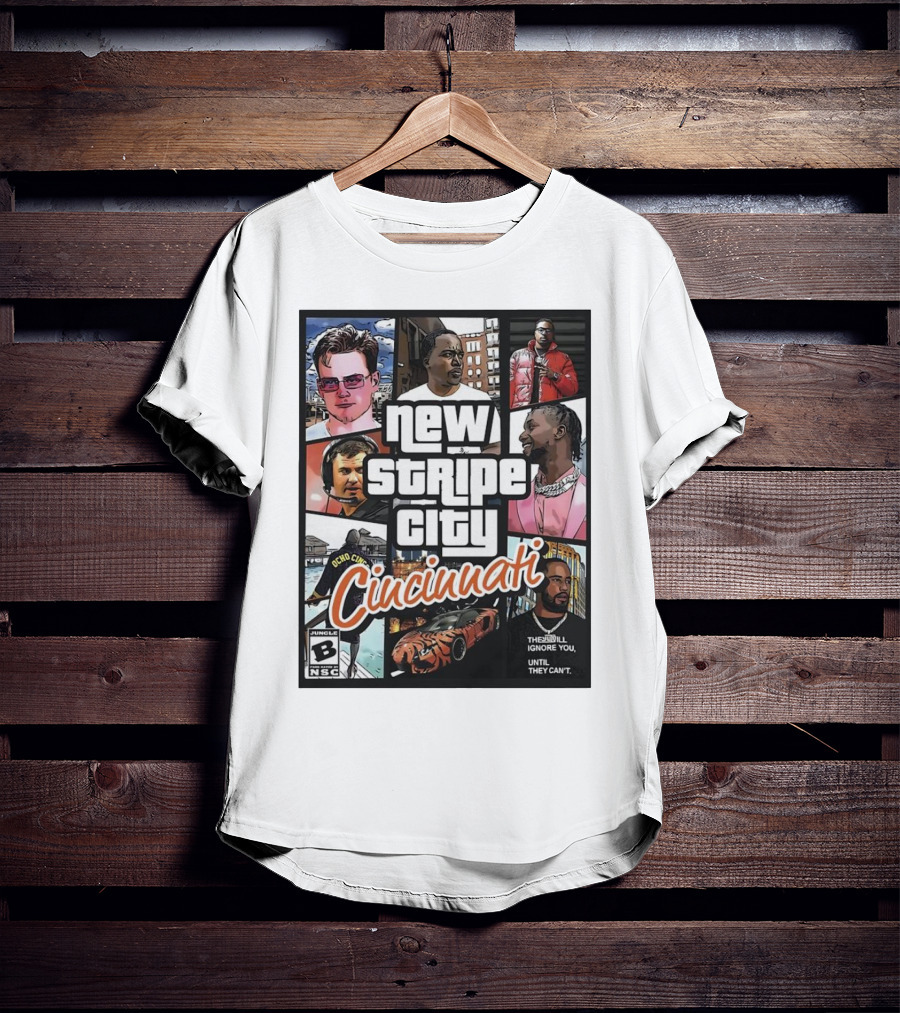 New Stripe City Cincinnati Icons Comic Style NFL T-Shirt