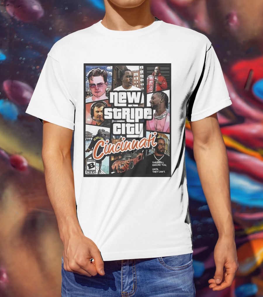 New Stripe City Cincinnati Icons Comic Style NFL T-Shirt