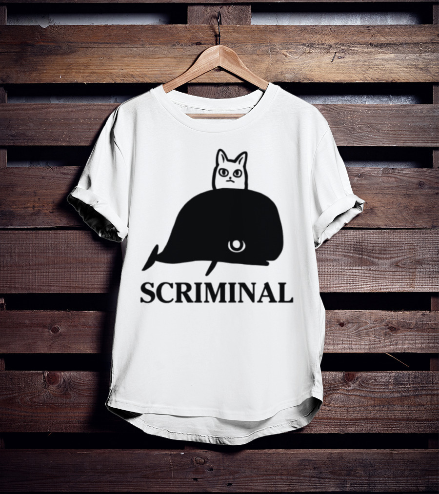 Scriminal Cat On Whale T-Shirt