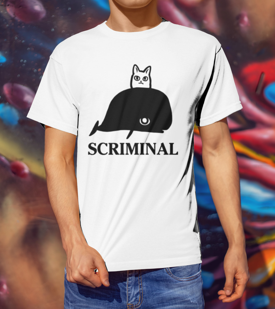 Scriminal Cat On Whale T-Shirt