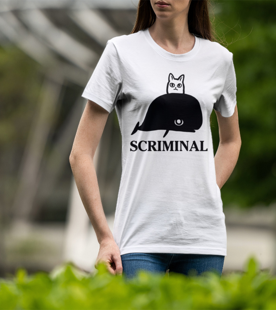Scriminal Cat On Whale T-Shirt