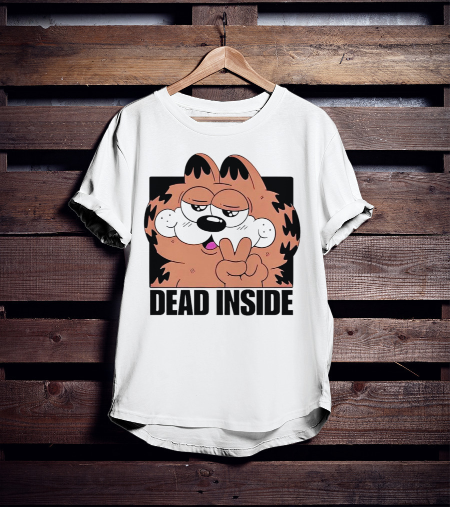 Garfield Dead Inside Peace Sign Iconic Meme T-Shirt