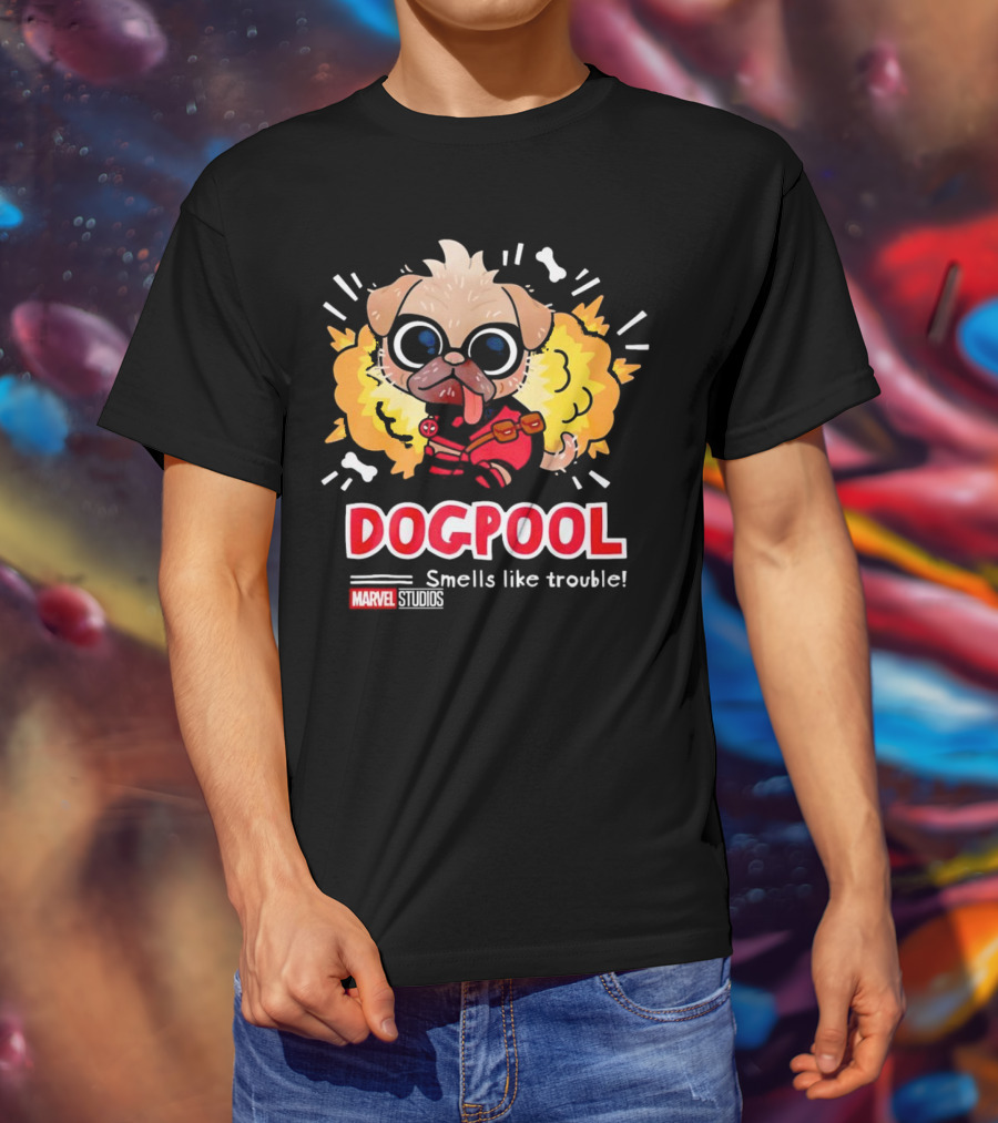 Deadpool Marvel Studios Dogpool Smells Like Trouble T-Shirt