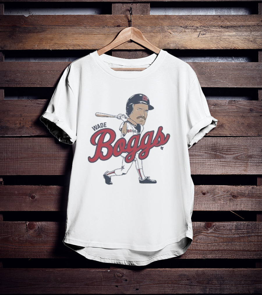 Wade Boggs Caricature Baseball Player With Bat And Signature T-Shirt