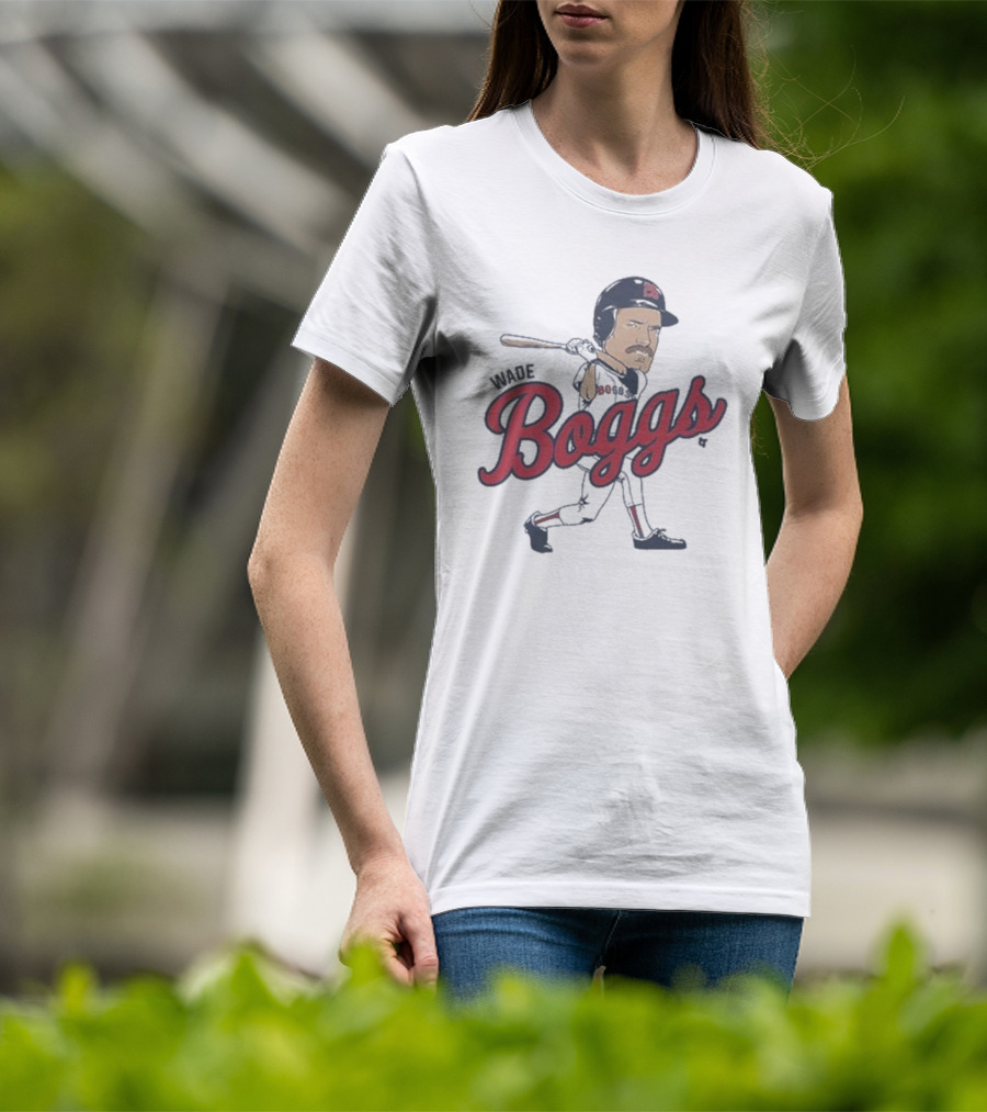 Wade Boggs Caricature Baseball Player With Bat And Signature T-Shirt