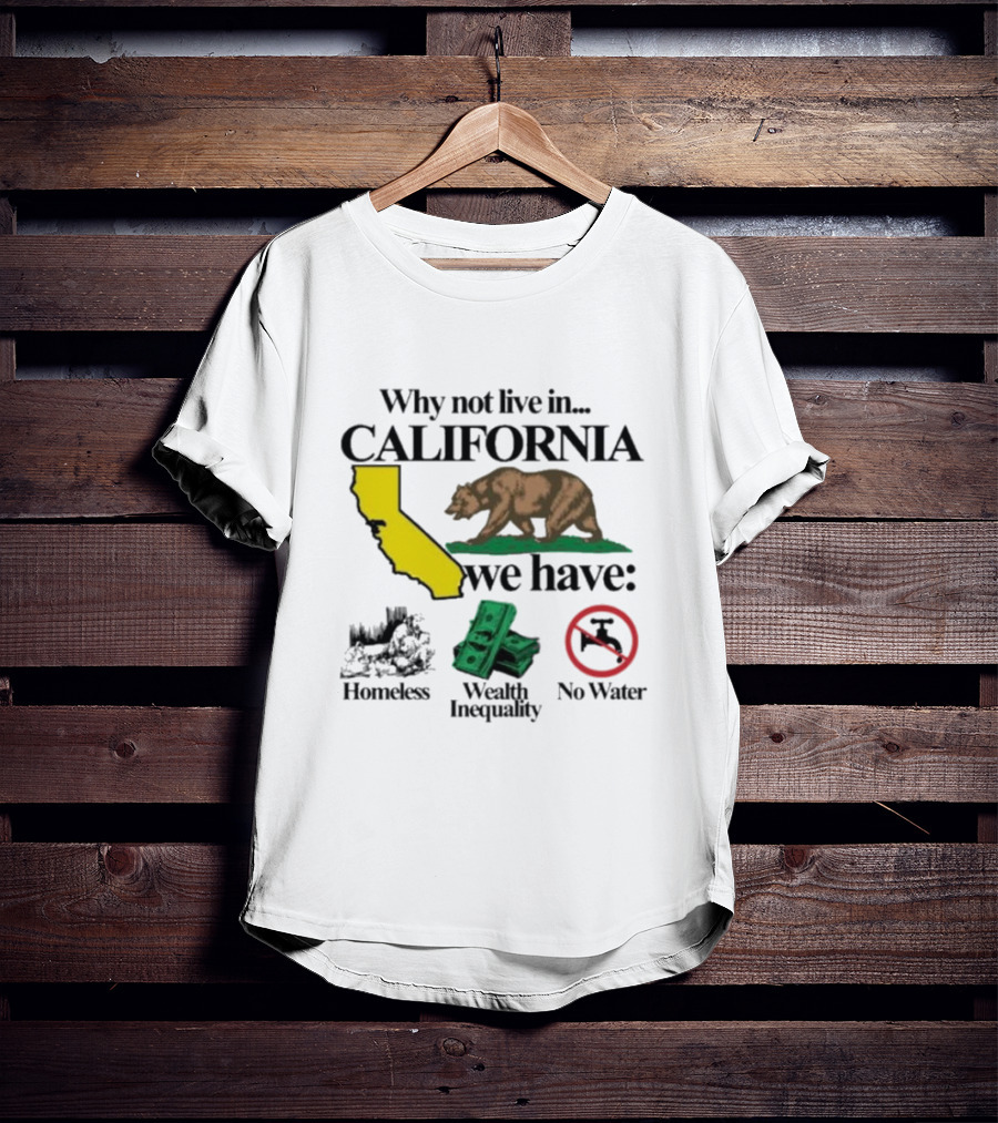 Why Not Live In California We Have Homeless Bear Wealth Inequality No Water T-Shirt