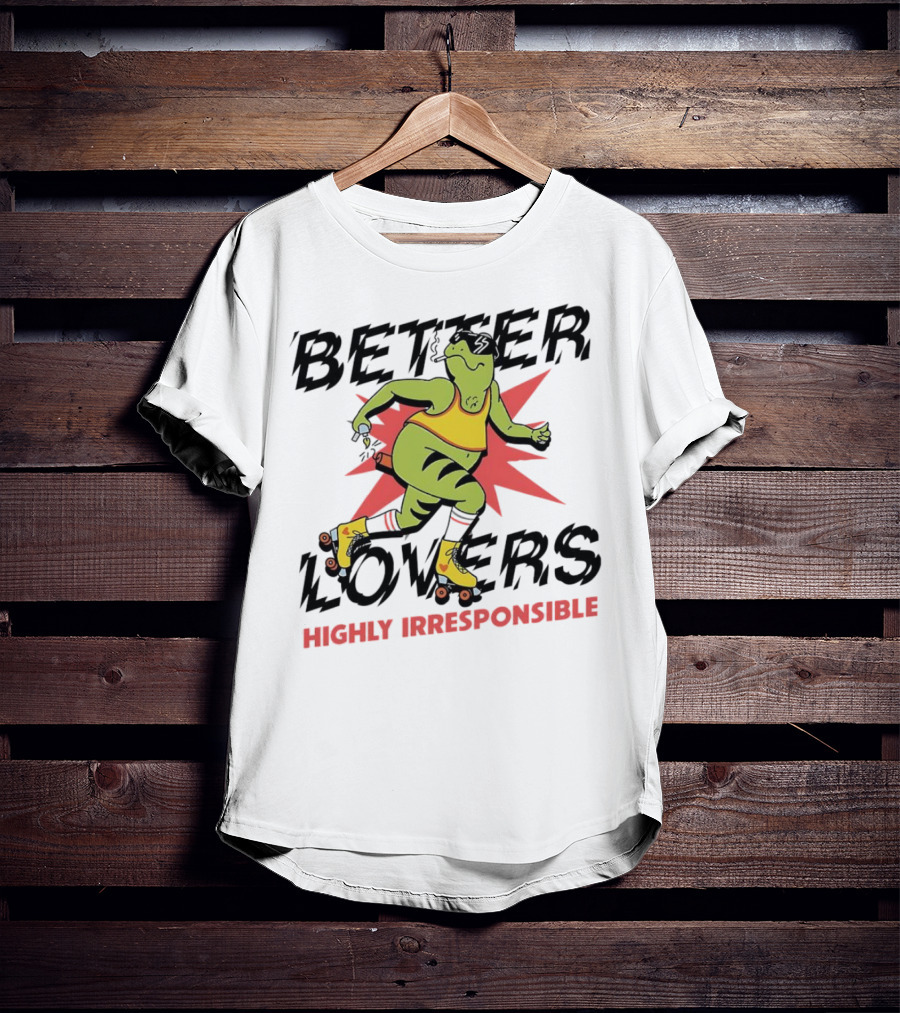 Better Lovers Highly Irresponsible Roller Skating Dinosaur On Yellow Wheels T-Shirt