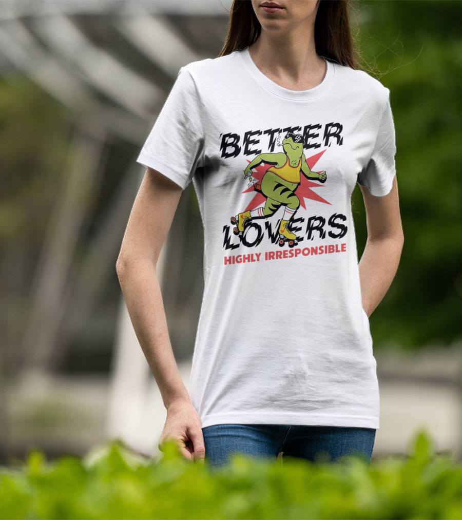 Better Lovers Highly Irresponsible Roller Skating Dinosaur On Yellow Wheels T-Shirt