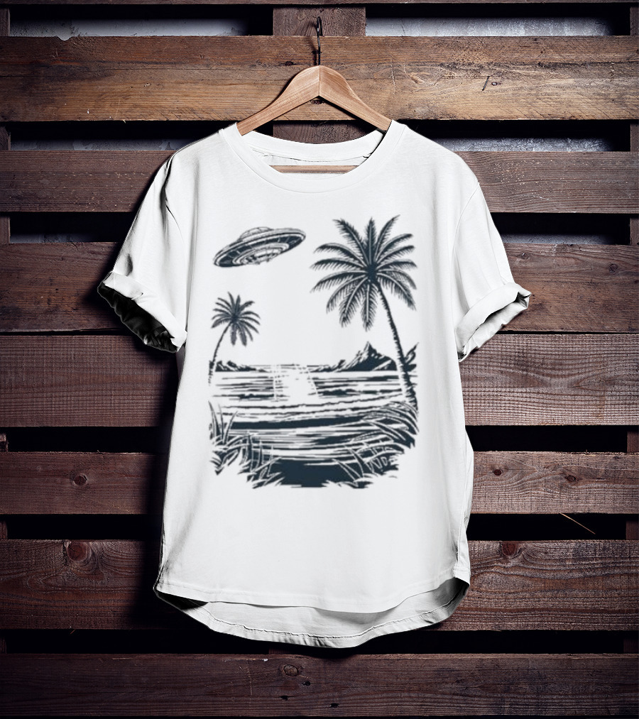 Into The AM Tropical Encounter Vintage UFO Palm Landscape T-Shirt