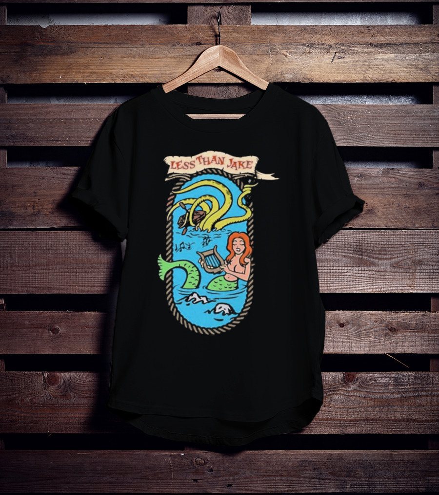 Less Than Jake Mermaid And Sea Monster Playing Music T-Shirt