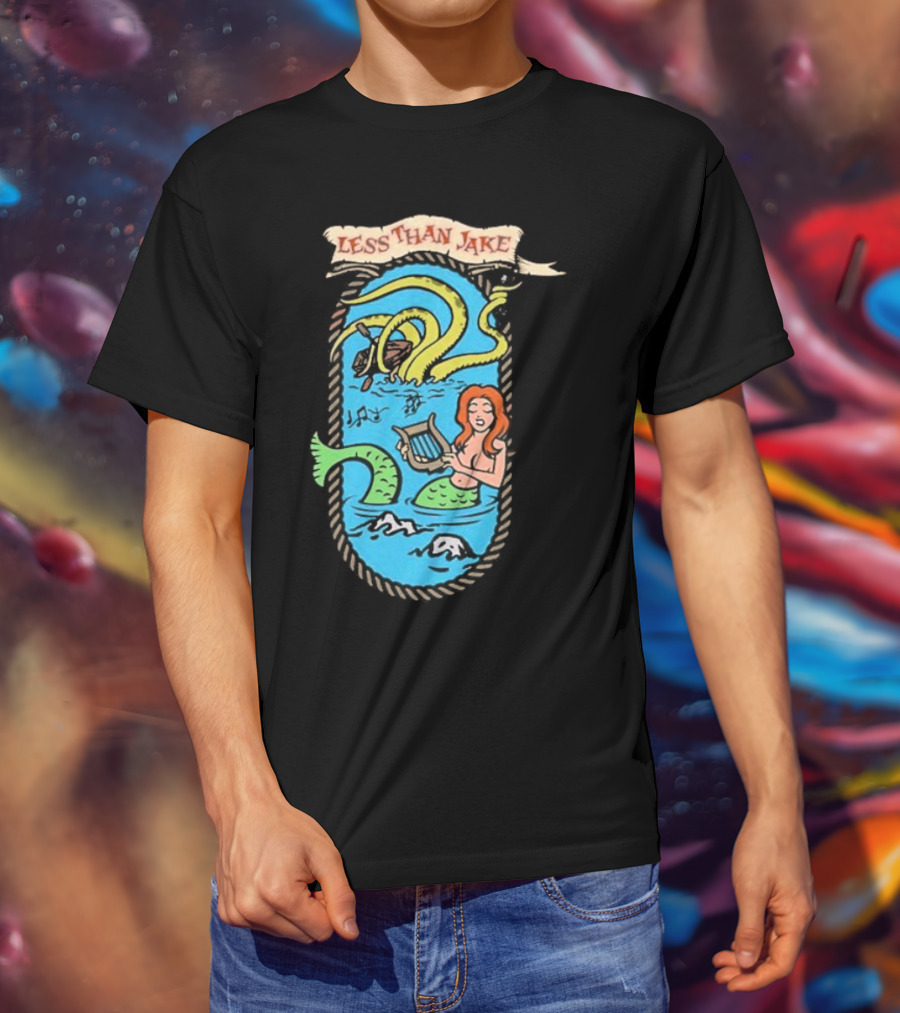 Less Than Jake Mermaid And Sea Monster Playing Music T-Shirt