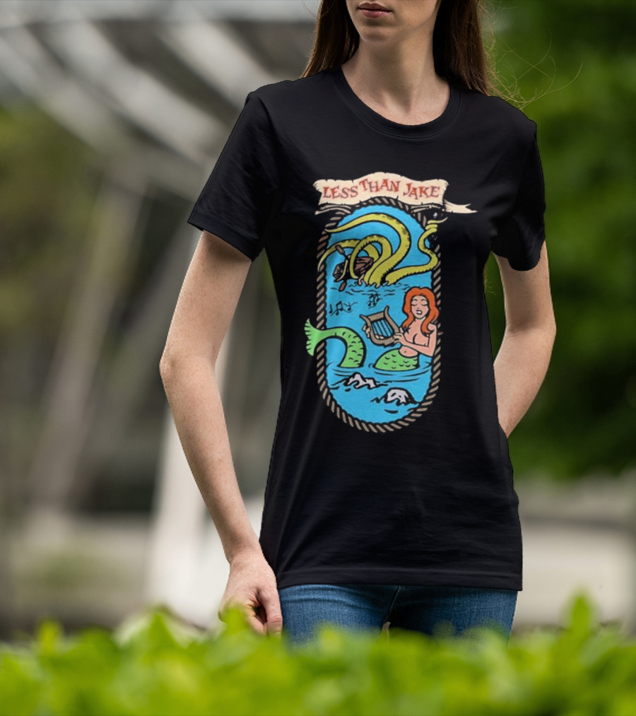 Less Than Jake Mermaid And Sea Monster Playing Music T-Shirt