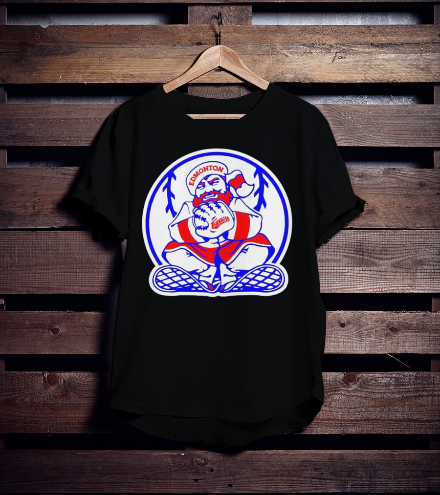 Edmonton Trappers Santa Logo Baseball Winter T-Shirt