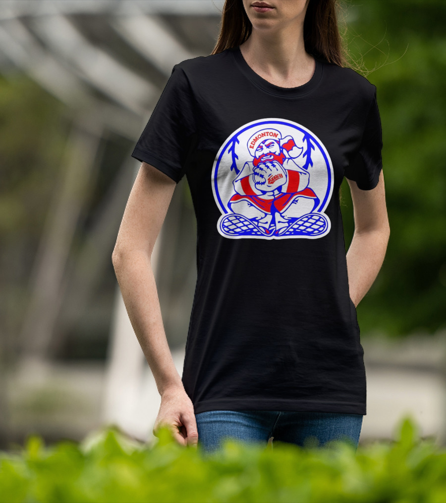 Edmonton Trappers Santa Logo Baseball Winter T-Shirt