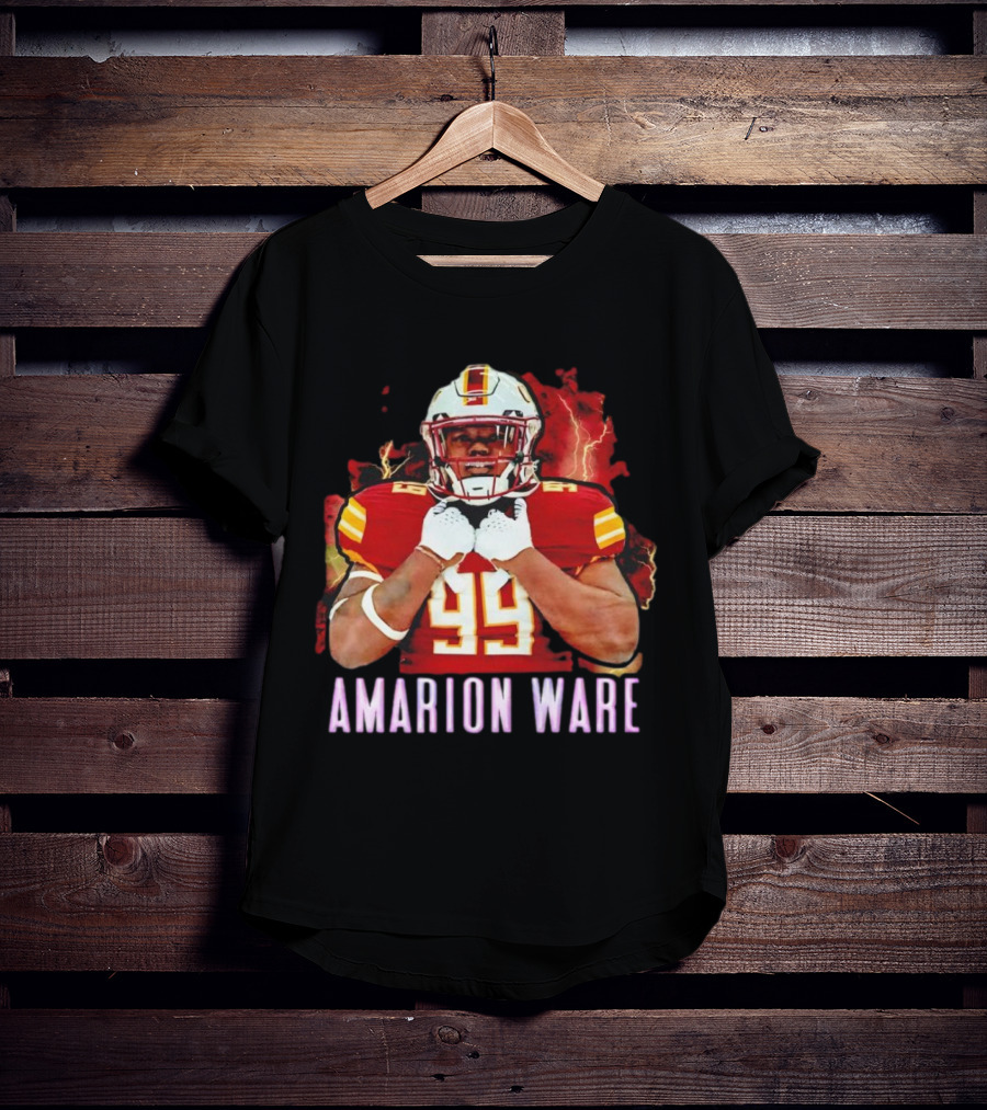 Amarion Ware ULM Warhawks 99 Football Player Lightning Background T-Shirt