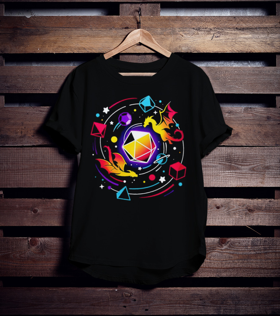 Dragon Dice Solar System Fantasy Colors T-Shirt
