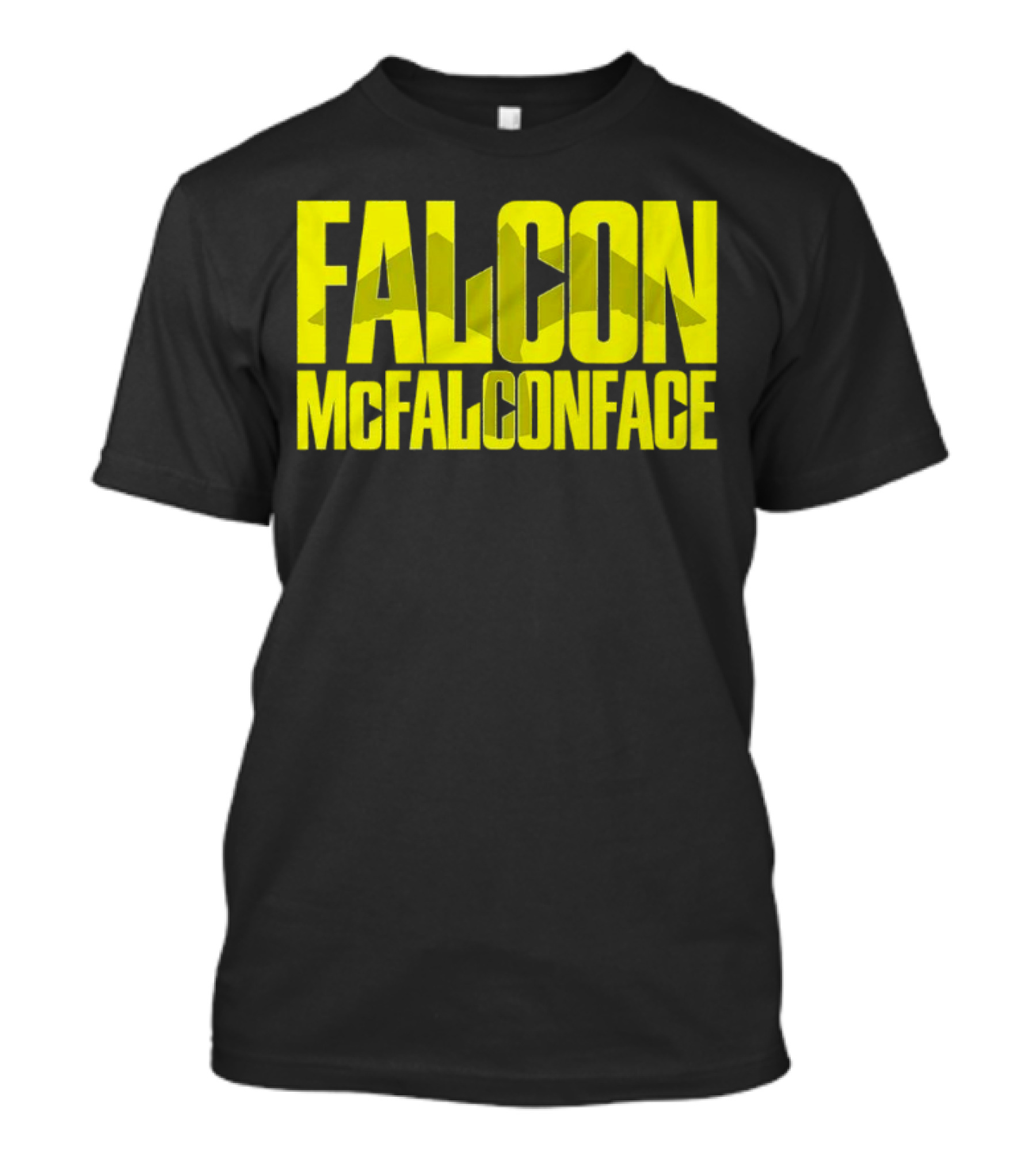Falcon McFalconface Bold Yellow Text With Falcon T-Shirt