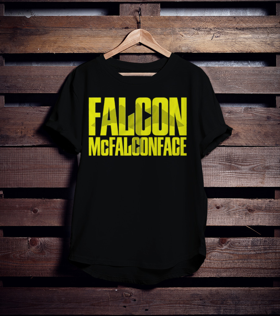 Falcon McFalconface Bold Yellow Text With Falcon T-Shirt
