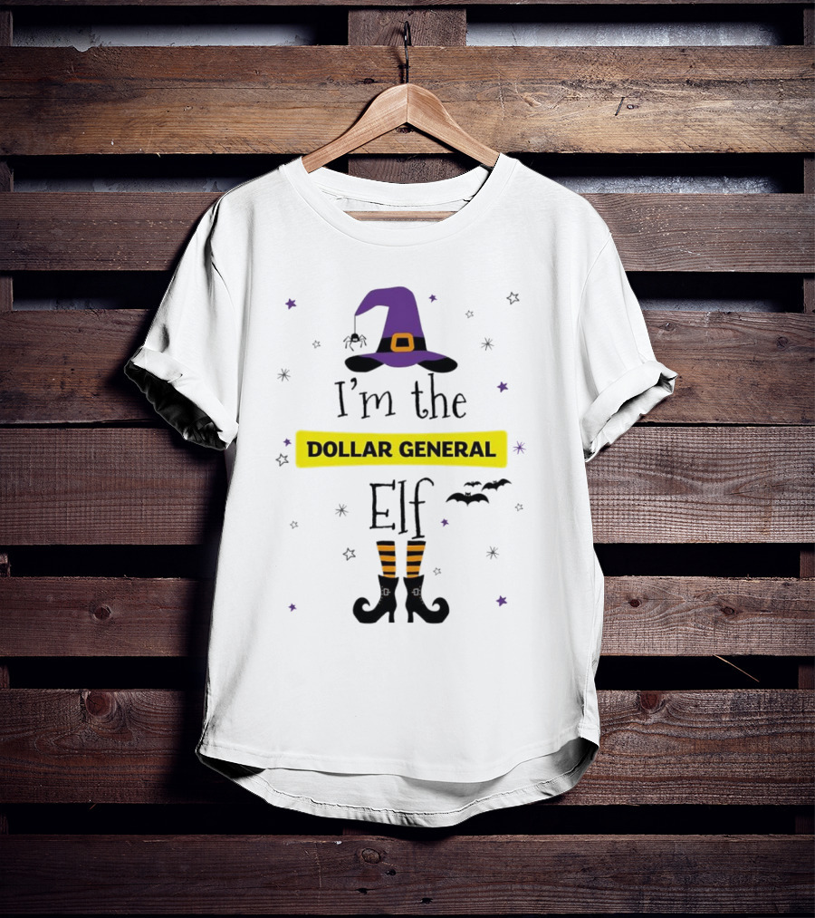 I'm The Dollar General Elf Halloween Witch Hat And Boots Theme T-Shirt