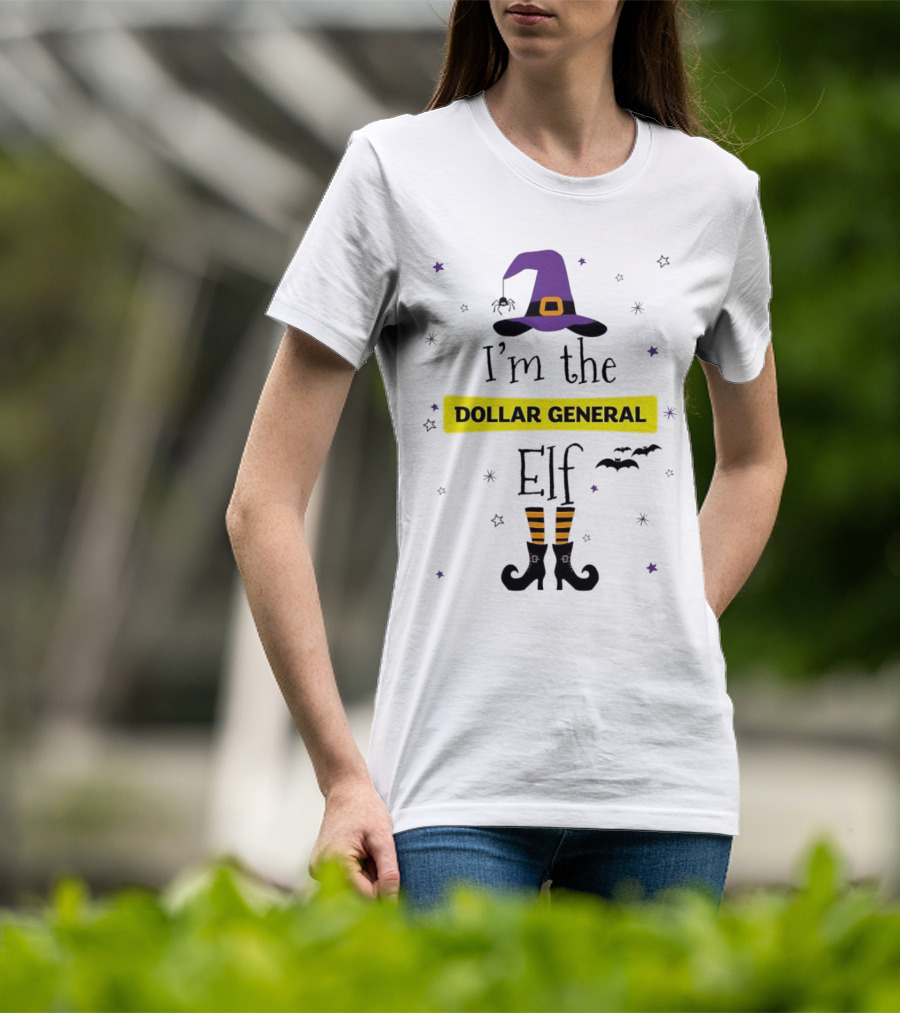 I'm The Dollar General Elf Halloween Witch Hat And Boots Theme T-Shirt