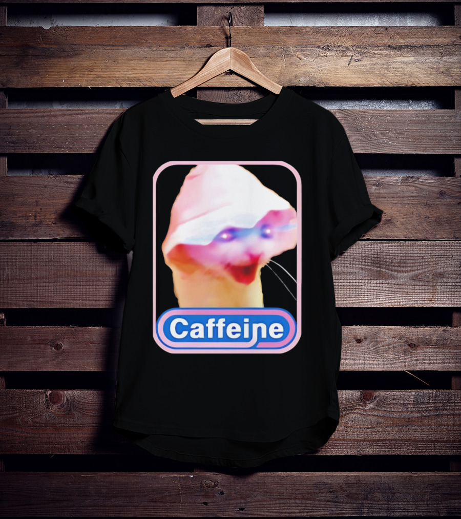 K45ink Caffeine Meme Cat With Glowing Eyes T-Shirt
