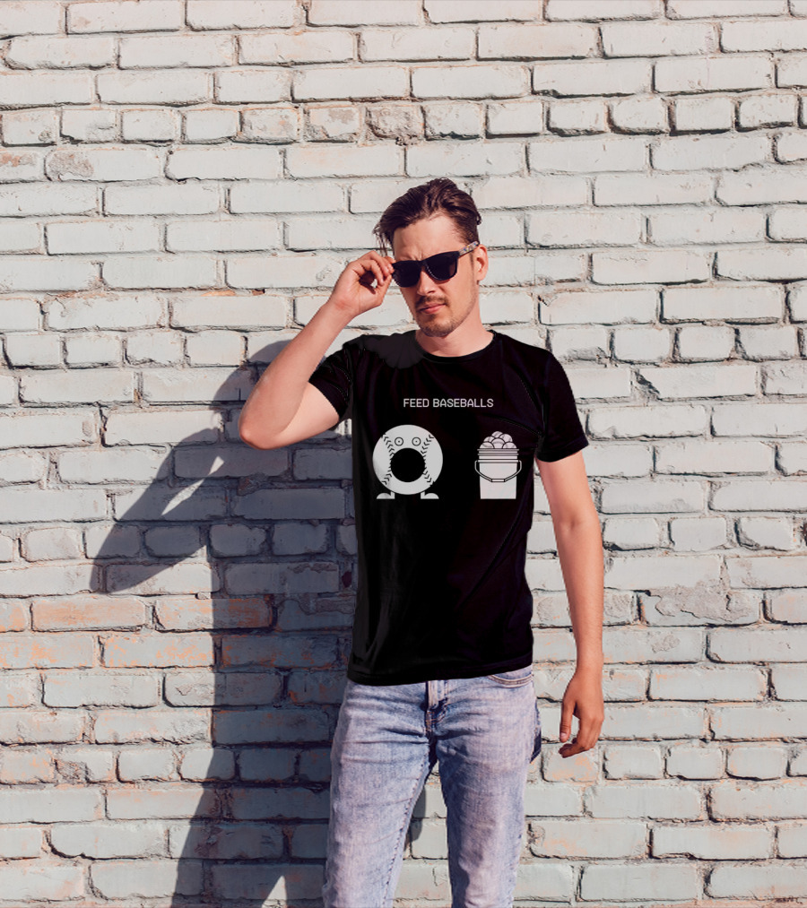 Feed Baseballs Baseball Bucket Display T-Shirt