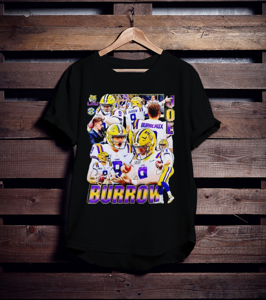 LSU Tigers Joe Burrow 9 SEC Football Burreaux Quarterback T-Shirt
