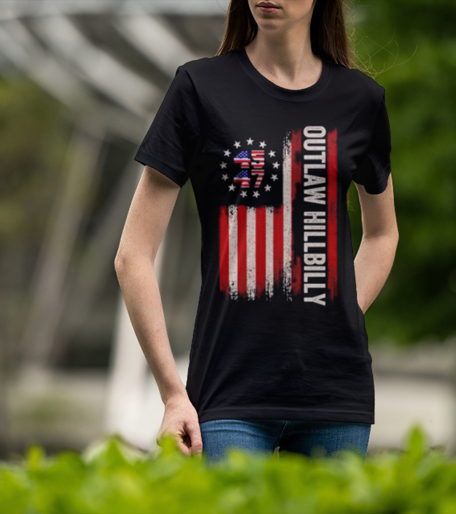Outlaw Hillbilly American Flag 1776 Stars Stripes T-Shirt