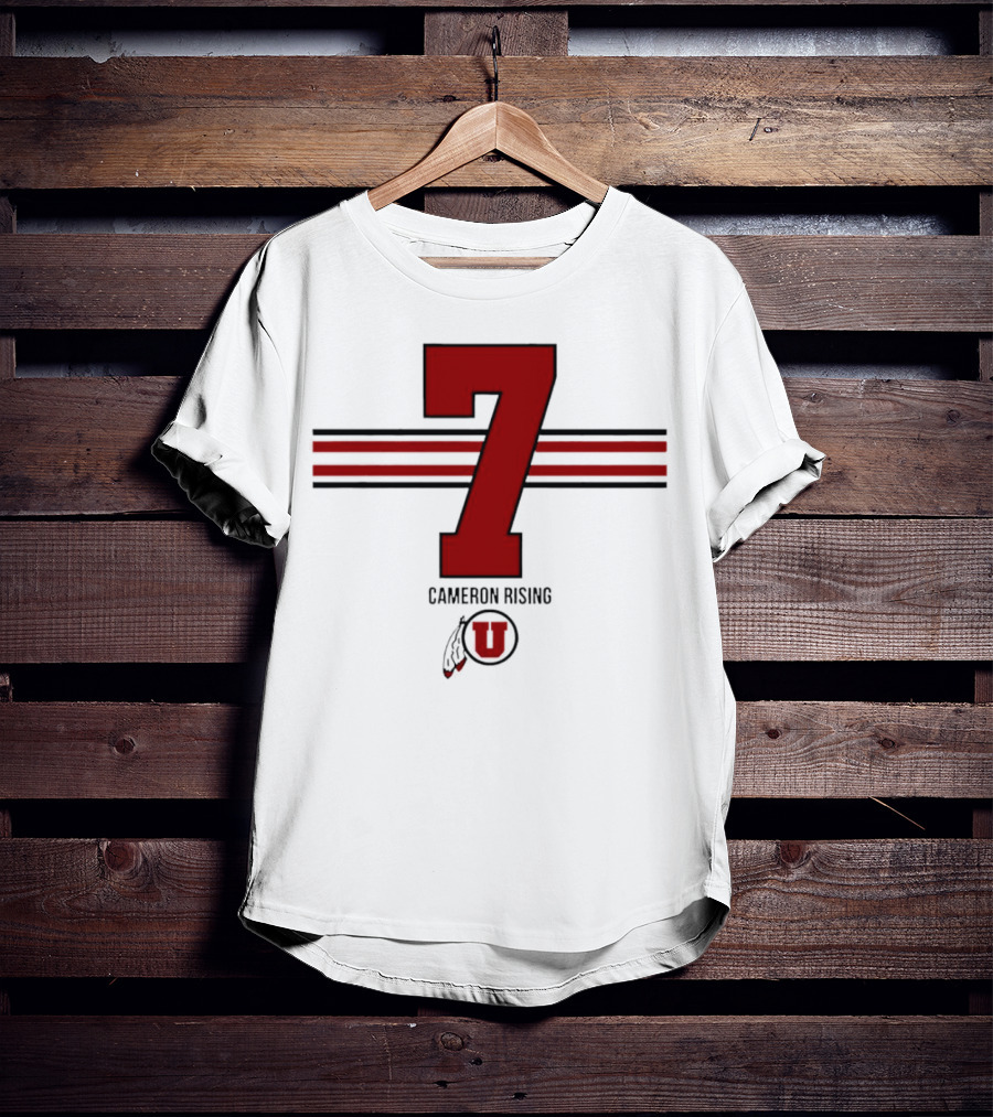 Cameron Rising Utah Utes Number 7 Stripe T-Shirt