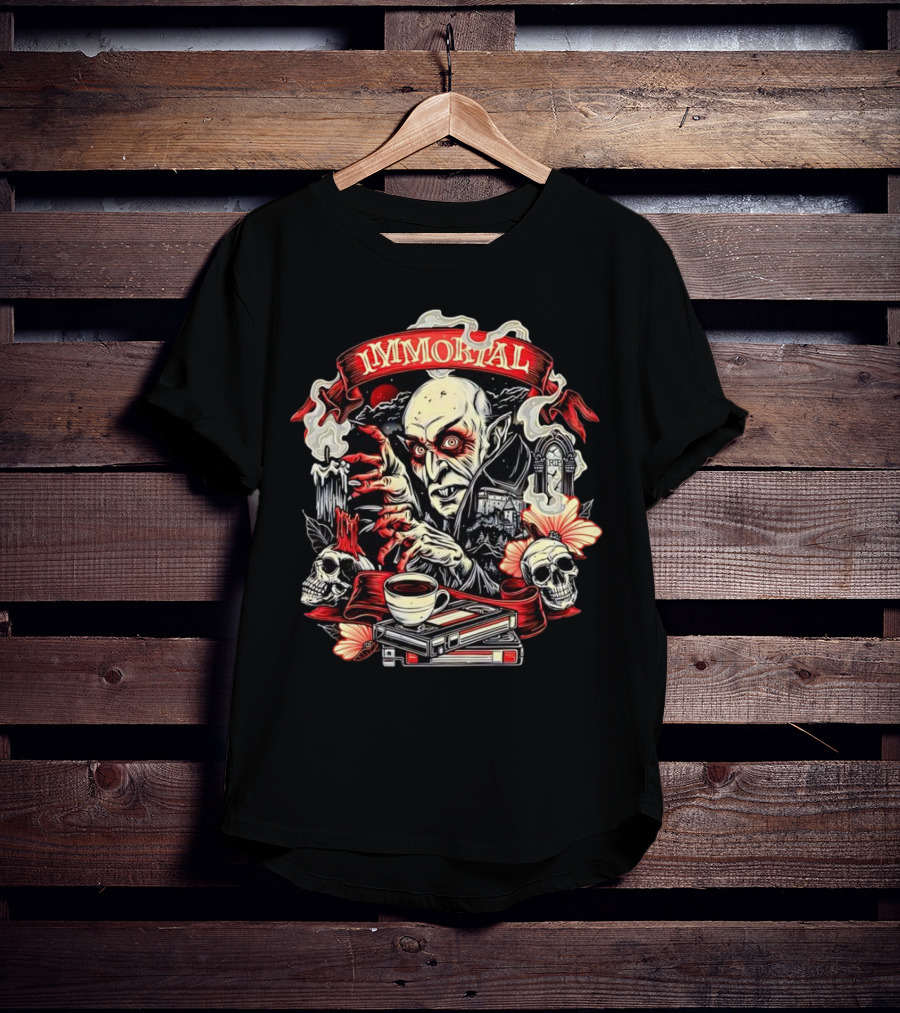 Count Orlok Nosferatu Immortal Vampire With Skulls And Coffin Mug T-Shirt