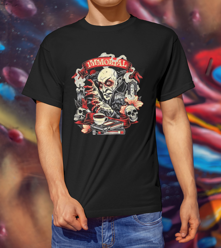 Count Orlok Nosferatu Immortal Vampire With Skulls And Coffin Mug T-Shirt