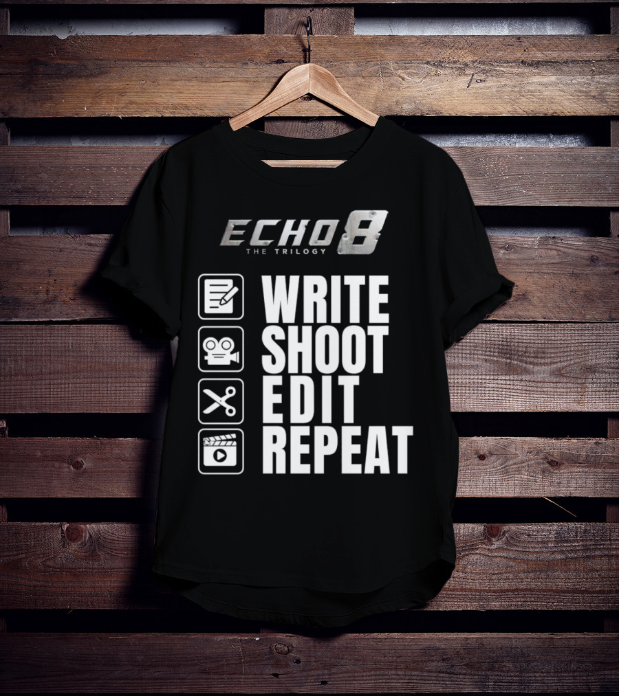 Echo 8 The Trilogy Write Shoot Edit Repeat Icons T-Shirt
