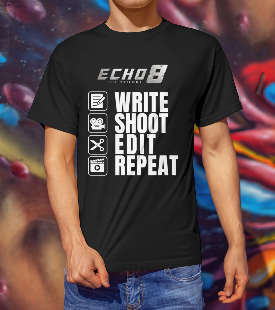 Echo 8 The Trilogy Write Shoot Edit Repeat Icons T-Shirt
