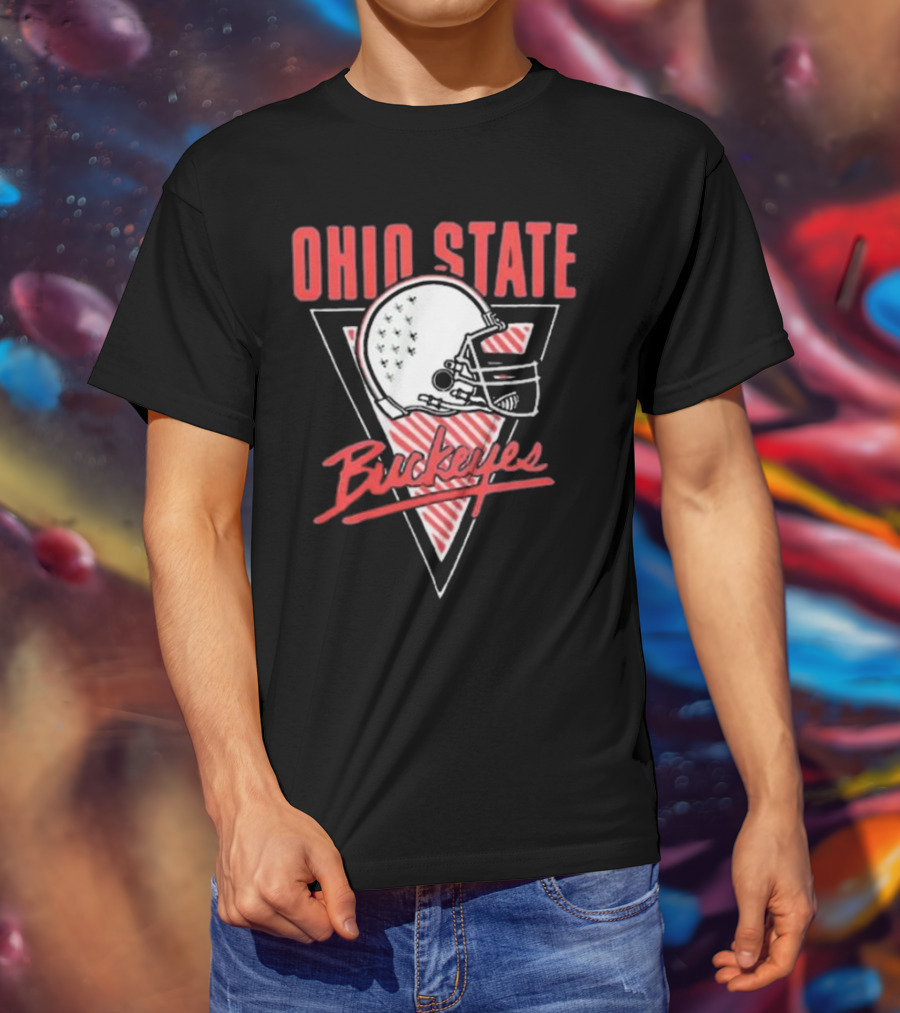 Ohio State Buckeyes Helmet Retro Triangular Emblem T-Shirt