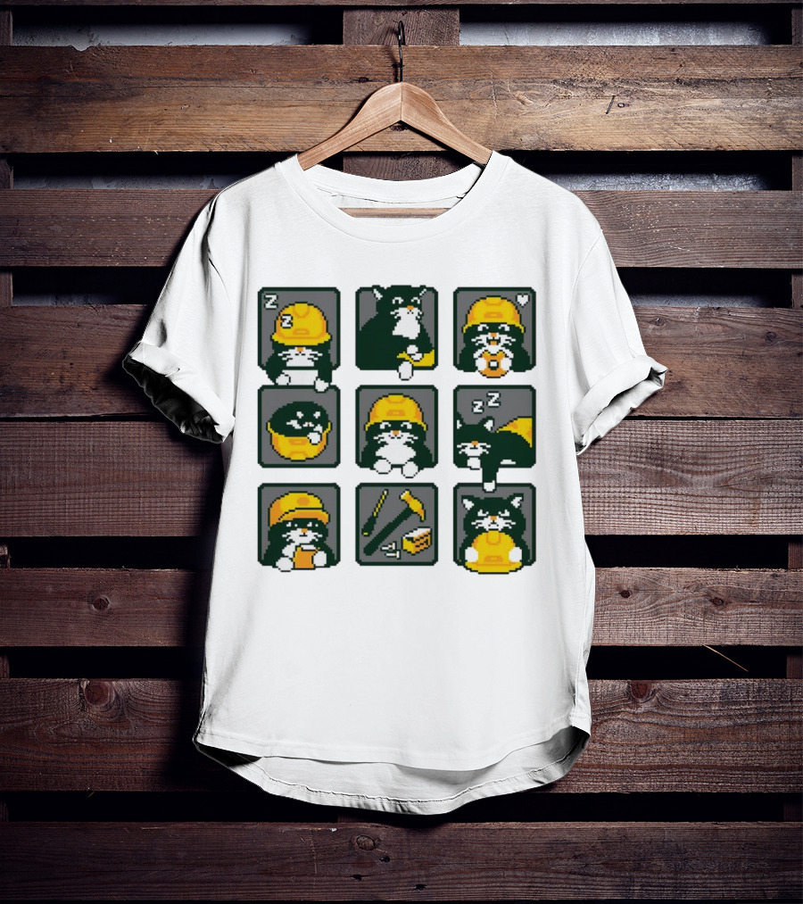 Cats In Construction Jobs Pixel Art Game T-Shirt