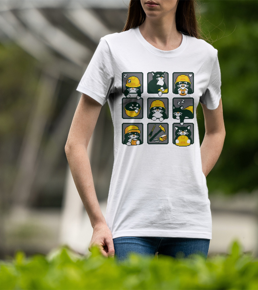 Cats In Construction Jobs Pixel Art Game T-Shirt